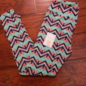 NWT TC lularoe teal cheveron leggings